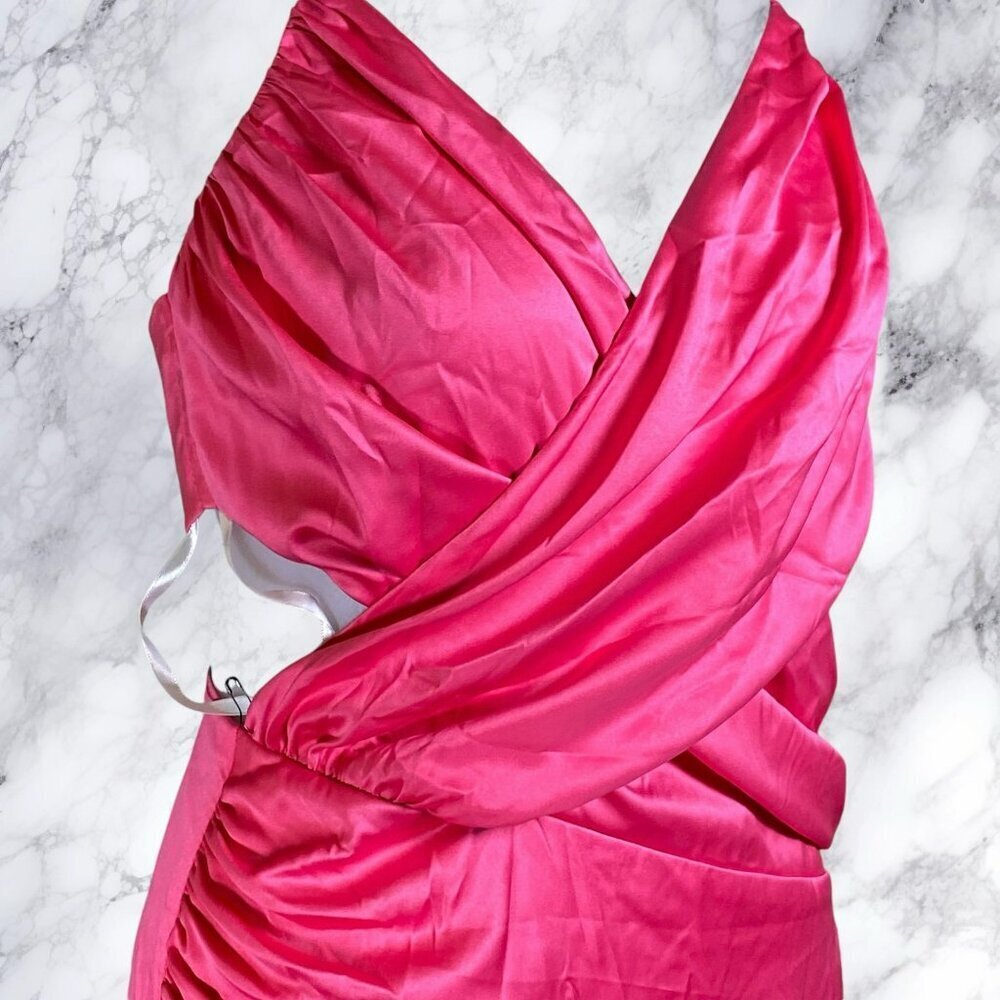 More To Come Denise Wrap Dress In Hot Pink — image 5 of 8
